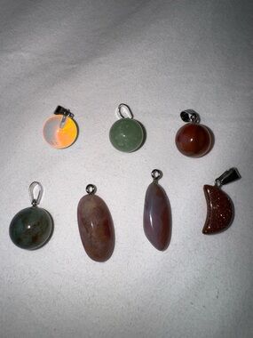Natural Stone Pendant Collection - Green, Brown, Red, Orange, Purple